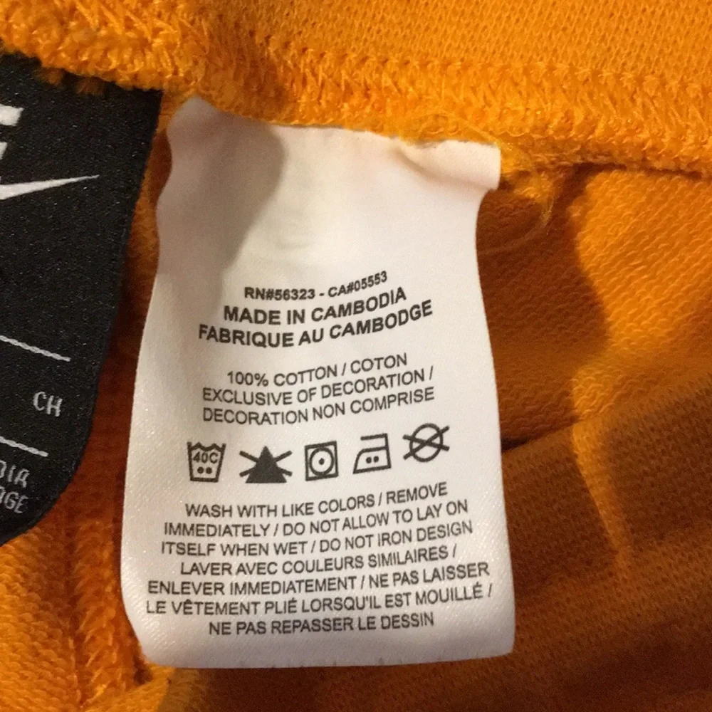 Nike Orange Men's Athletic Shorts with White Logo